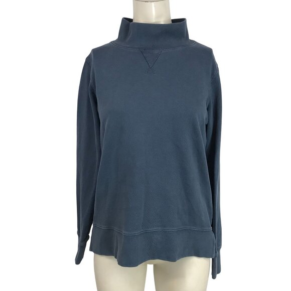 MARINE LAYER - WOMEN'S SMALL - BLUE LONG SLEEVE MOCK COLLAR COTTON TOP SHIRT - Picture 1 of 8